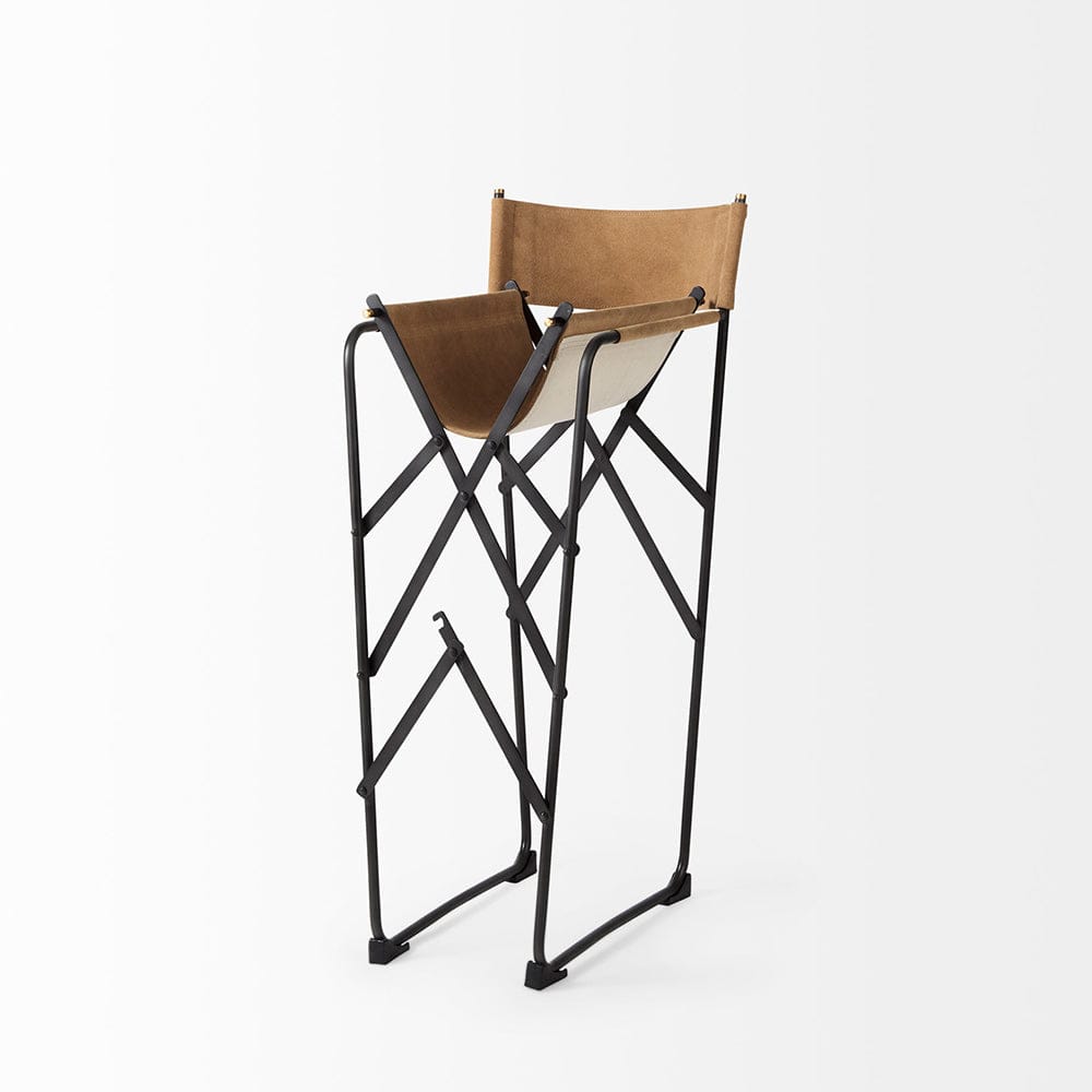Mercana - Direttore 19.3L x 19.3W x 40.2H Brown Leather Seat W/Black Iron Frame Counter Stool - 69633_CLOSEOUT view 6