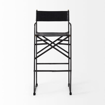 Mercana - Direttore 19.3L x 19.3W x 44.1H Black Leather Seat W/Black Iron Frame Bar Stool - 69632_CLOSEOUT view 2