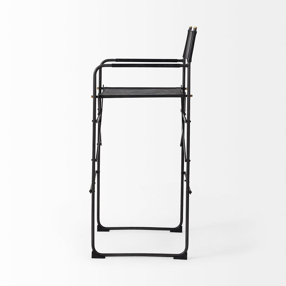 Mercana - Direttore 19.3L x 19.3W x 44.1H Black Leather Seat W/Black Iron Frame Bar Stool - 69632_CLOSEOUT view 3
