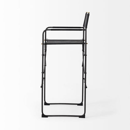 Mercana - Direttore 19.3L x 19.3W x 44.1H Black Leather Seat W/Black Iron Frame Bar Stool - 69632_CLOSEOUT view 3
