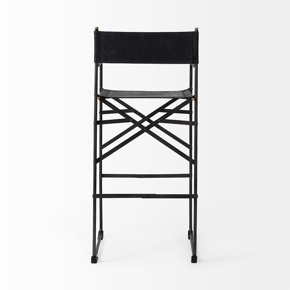 Mercana - Direttore 19.3L x 19.3W x 44.1H Black Leather Seat W/Black Iron Frame Bar Stool - 69632_CLOSEOUT view 4