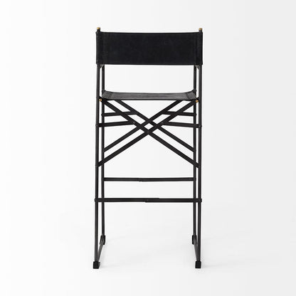 Mercana - Direttore 19.3L x 19.3W x 44.1H Black Leather Seat W/Black Iron Frame Bar Stool - 69632_CLOSEOUT view 4