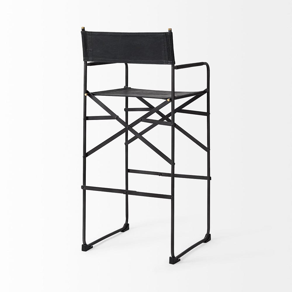 Mercana - Direttore 19.3L x 19.3W x 44.1H Black Leather Seat W/Black Iron Frame Bar Stool - 69632_CLOSEOUT view 5
