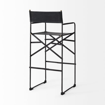 Mercana - Direttore 19.3L x 19.3W x 44.1H Black Leather Seat W/Black Iron Frame Bar Stool - 69632_CLOSEOUT view 5
