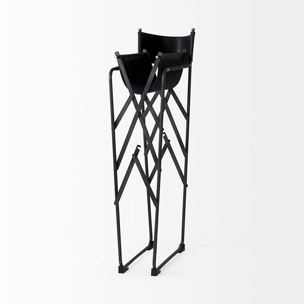 Mercana - Direttore 19.3L x 19.3W x 44.1H Black Leather Seat W/Black Iron Frame Bar Stool - 69632_CLOSEOUT view 6