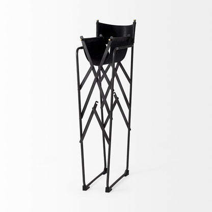 Mercana - Direttore 19.3L x 19.3W x 44.1H Black Leather Seat W/Black Iron Frame Bar Stool - 69632_CLOSEOUT view 6