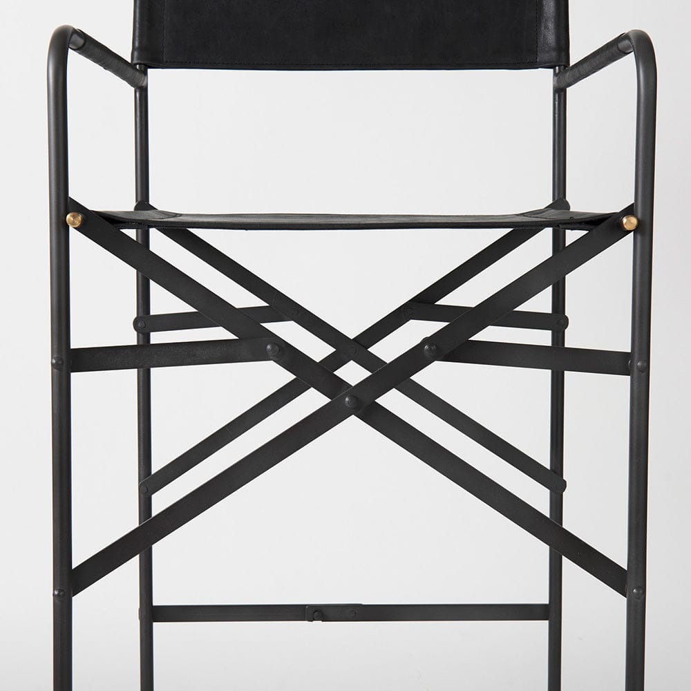 Mercana - Direttore 19.3L x 19.3W x 44.1H Black Leather Seat W/Black Iron Frame Bar Stool - 69632_CLOSEOUT view 9