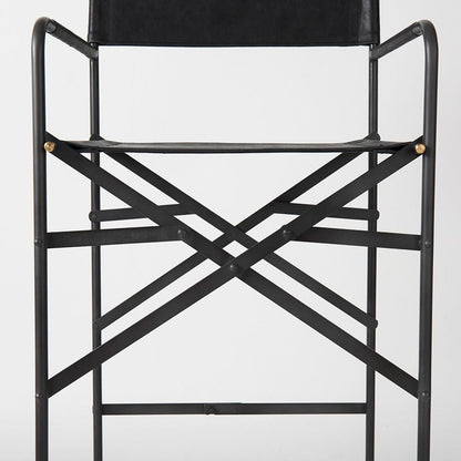 Mercana - Direttore 19.3L x 19.3W x 44.1H Black Leather Seat W/Black Iron Frame Bar Stool - 69632_CLOSEOUT view 9
