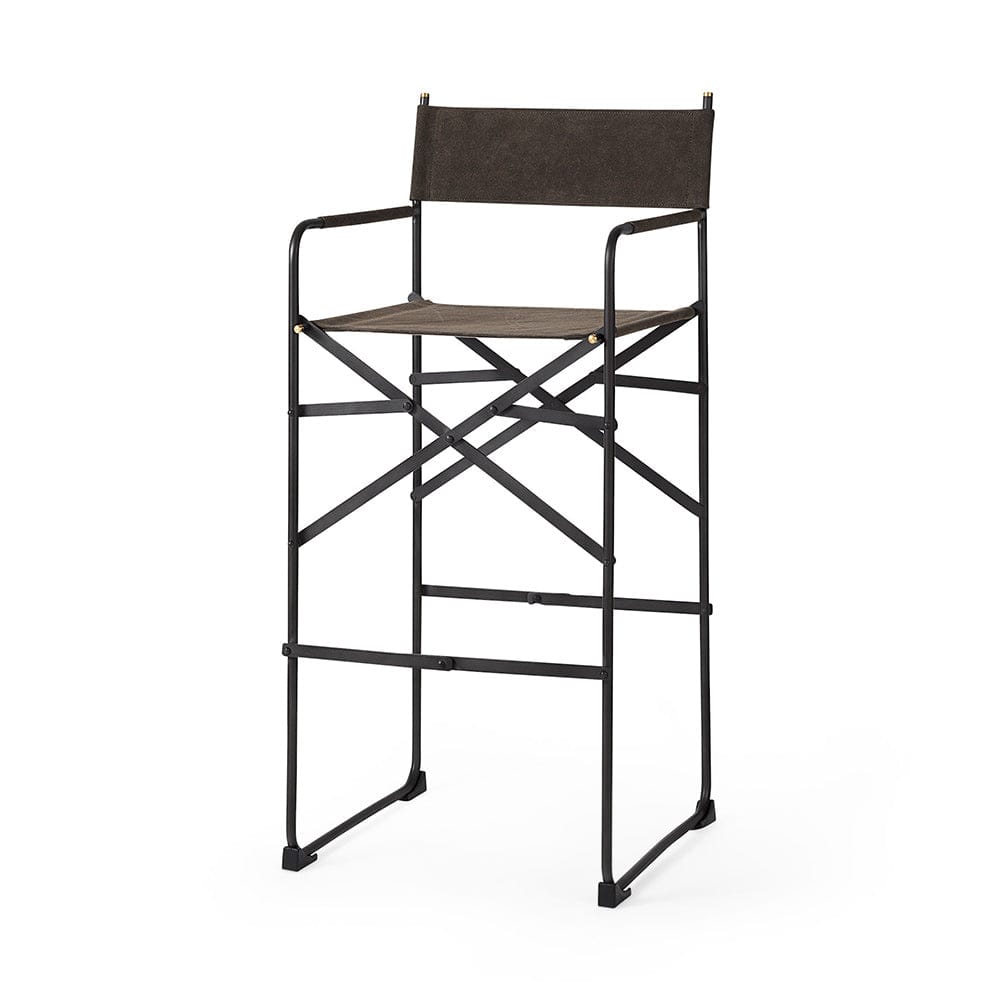 Mercana - Direttore 19.3L x 19.3W x 44.1H Brown/Gray Suede W/ Metal Frame Bar Stool - 69630_CLOSEOUT view 1