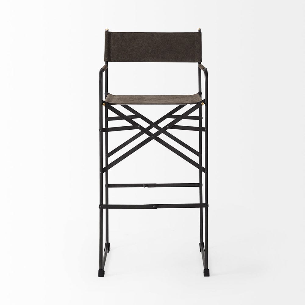 Mercana - Direttore 19.3L x 19.3W x 44.1H Brown/Gray Suede W/ Metal Frame Bar Stool - 69630_CLOSEOUT view 2
