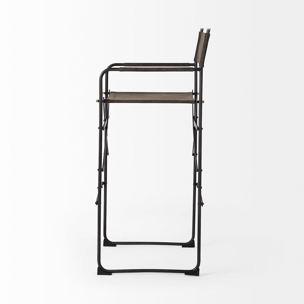 Mercana - Direttore 19.3L x 19.3W x 44.1H Brown/Gray Suede W/ Metal Frame Bar Stool - 69630_CLOSEOUT view 3
