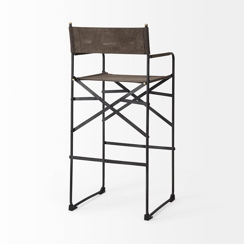 Mercana - Direttore 19.3L x 19.3W x 44.1H Brown/Gray Suede W/ Metal Frame Bar Stool - 69630_CLOSEOUT view 4