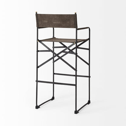 Mercana - Direttore 19.3L x 19.3W x 44.1H Brown/Gray Suede W/ Metal Frame Bar Stool - 69630_CLOSEOUT view 4