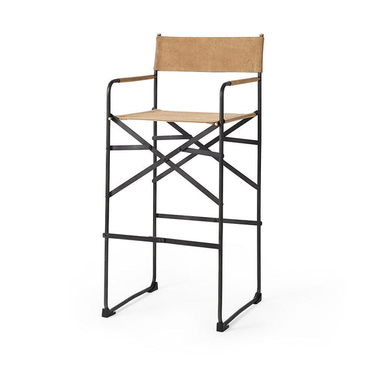 Mercana - Direttore 19.3L x 19.3W x 44.1H Brown Leather Seat W/Black Iron Frame Bar Stool - 69634_CLOSEOUT view 1