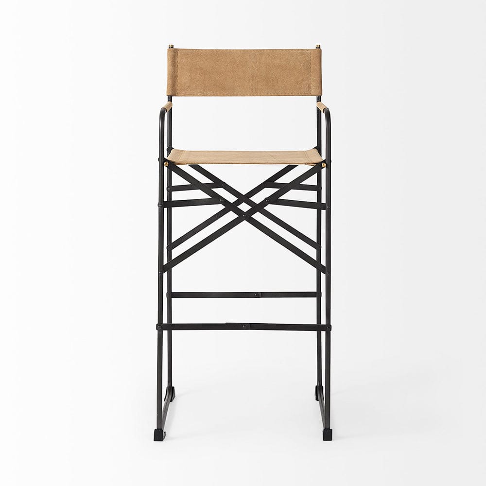 Mercana - Direttore 19.3L x 19.3W x 44.1H Brown Leather Seat W/Black Iron Frame Bar Stool - 69634_CLOSEOUT view 2