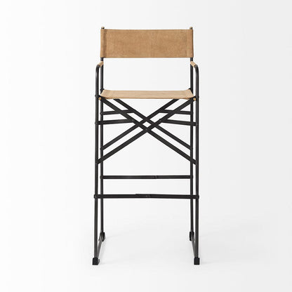 Mercana - Direttore 19.3L x 19.3W x 44.1H Brown Leather Seat W/Black Iron Frame Bar Stool - 69634_CLOSEOUT view 2