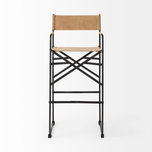 Mercana - Direttore 19.3L x 19.3W x 44.1H Brown Leather Seat W/Black Iron Frame Bar Stool - 69634_CLOSEOUT view 2