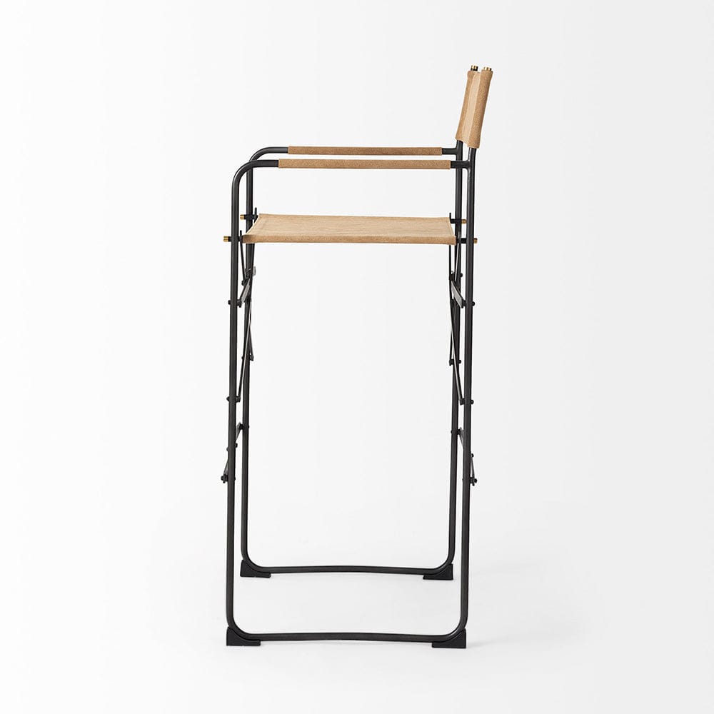 Mercana - Direttore 19.3L x 19.3W x 44.1H Brown Leather Seat W/Black Iron Frame Bar Stool - 69634_CLOSEOUT view 3