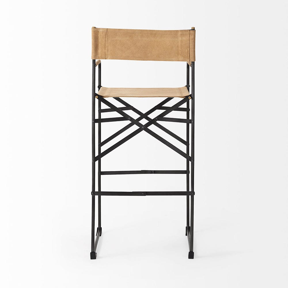 Mercana - Direttore 19.3L x 19.3W x 44.1H Brown Leather Seat W/Black Iron Frame Bar Stool - 69634_CLOSEOUT view 4