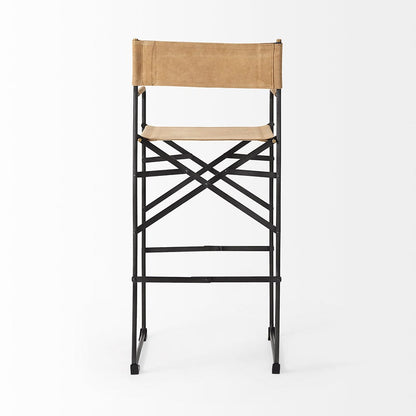 Mercana - Direttore 19.3L x 19.3W x 44.1H Brown Leather Seat W/Black Iron Frame Bar Stool - 69634_CLOSEOUT view 4