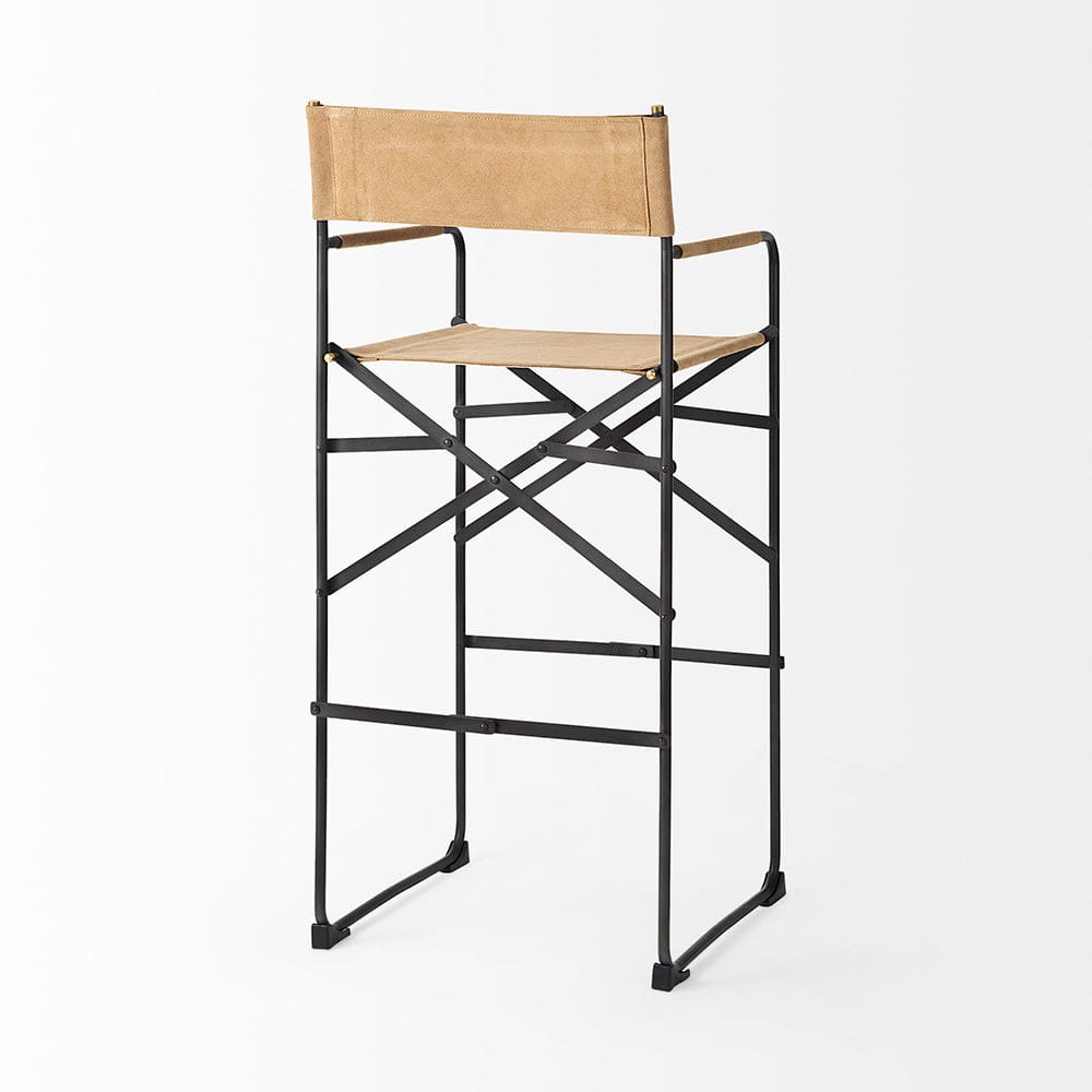 Mercana - Direttore 19.3L x 19.3W x 44.1H Brown Leather Seat W/Black Iron Frame Bar Stool - 69634_CLOSEOUT view 5
