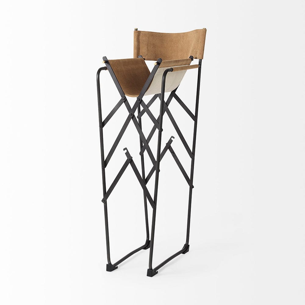 Mercana - Direttore 19.3L x 19.3W x 44.1H Brown Leather Seat W/Black Iron Frame Bar Stool - 69634_CLOSEOUT view 6