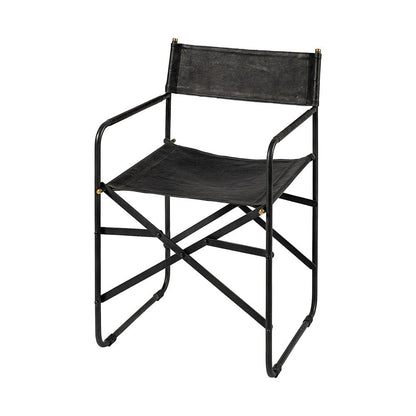 Mercana - Direttore Black Iron Frame Black Leather Dining Chair - 68797 view 1