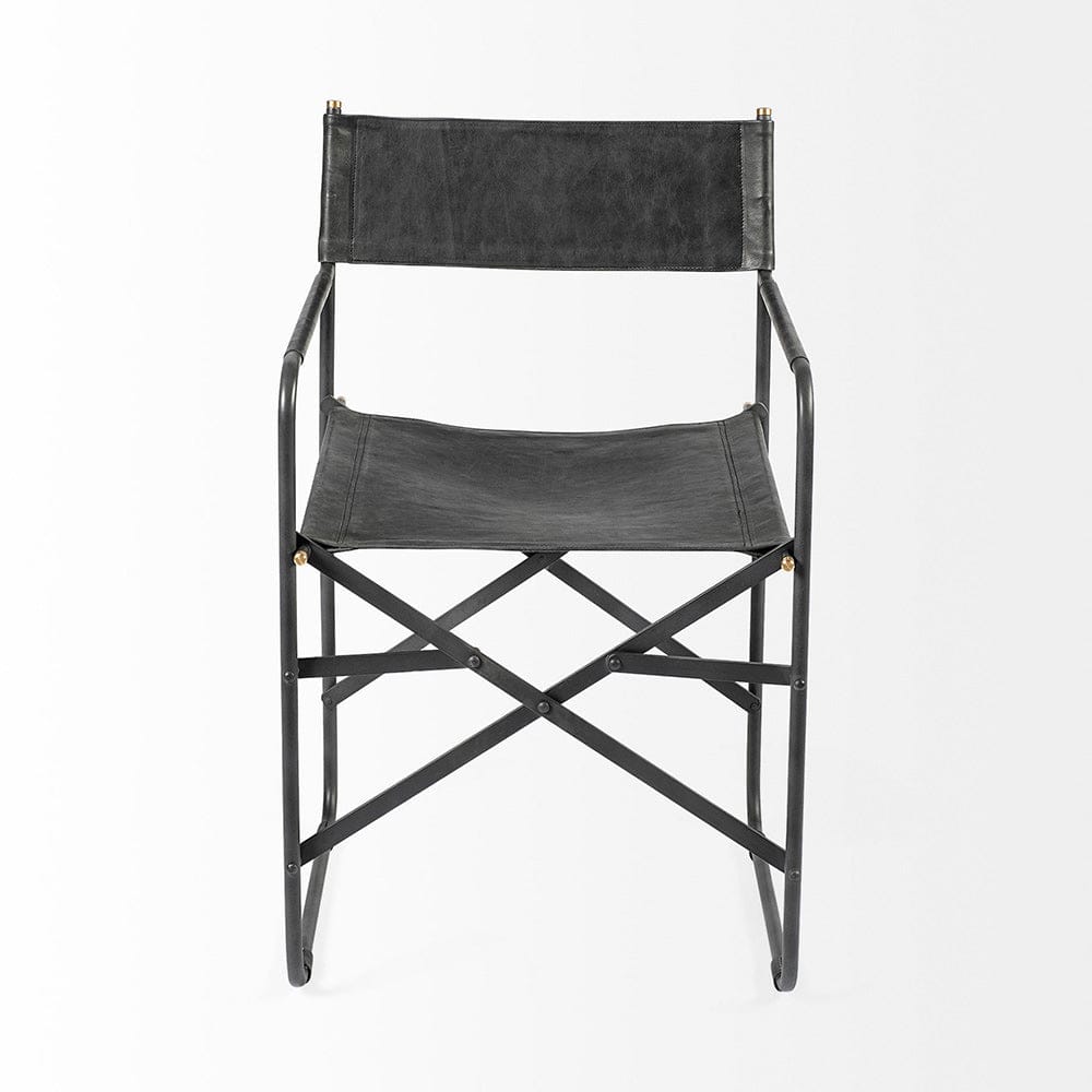 Mercana - Direttore Black Iron Frame Black Leather Dining Chair - 68797 view 3