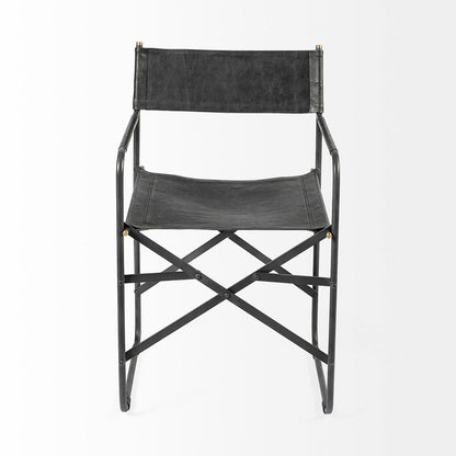 Mercana - Direttore Black Iron Frame Black Leather Dining Chair - 68797 view 3