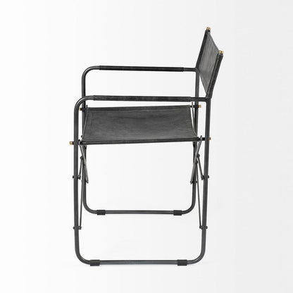 Mercana - Direttore Black Iron Frame Black Leather Dining Chair - 68797 view 4