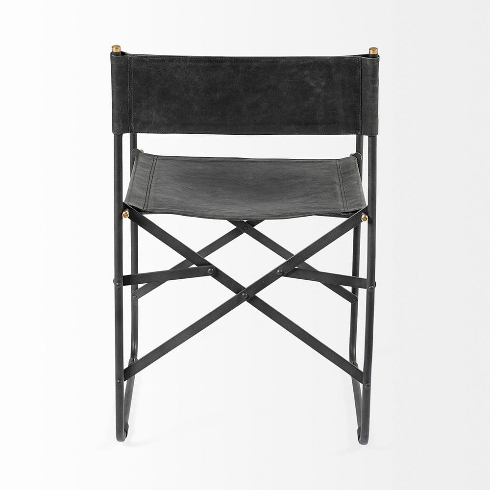 Mercana - Direttore Black Iron Frame Black Leather Dining Chair - 68797 view 5