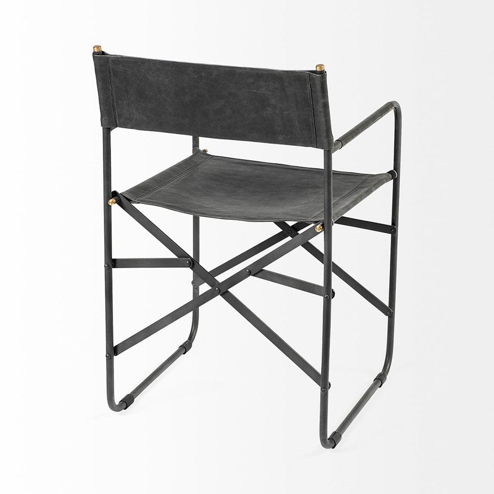 Mercana - Direttore Black Iron Frame Black Leather Dining Chair - 68797 view 6