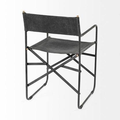 Mercana - Direttore Black Iron Frame Black Leather Dining Chair - 68797 view 6