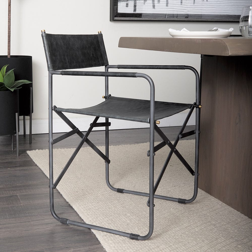 Mercana - Direttore Black Iron Frame Black Leather Dining Chair - 68797 view 8