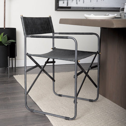Mercana - Direttore Black Iron Frame Black Leather Dining Chair - 68797 view 8