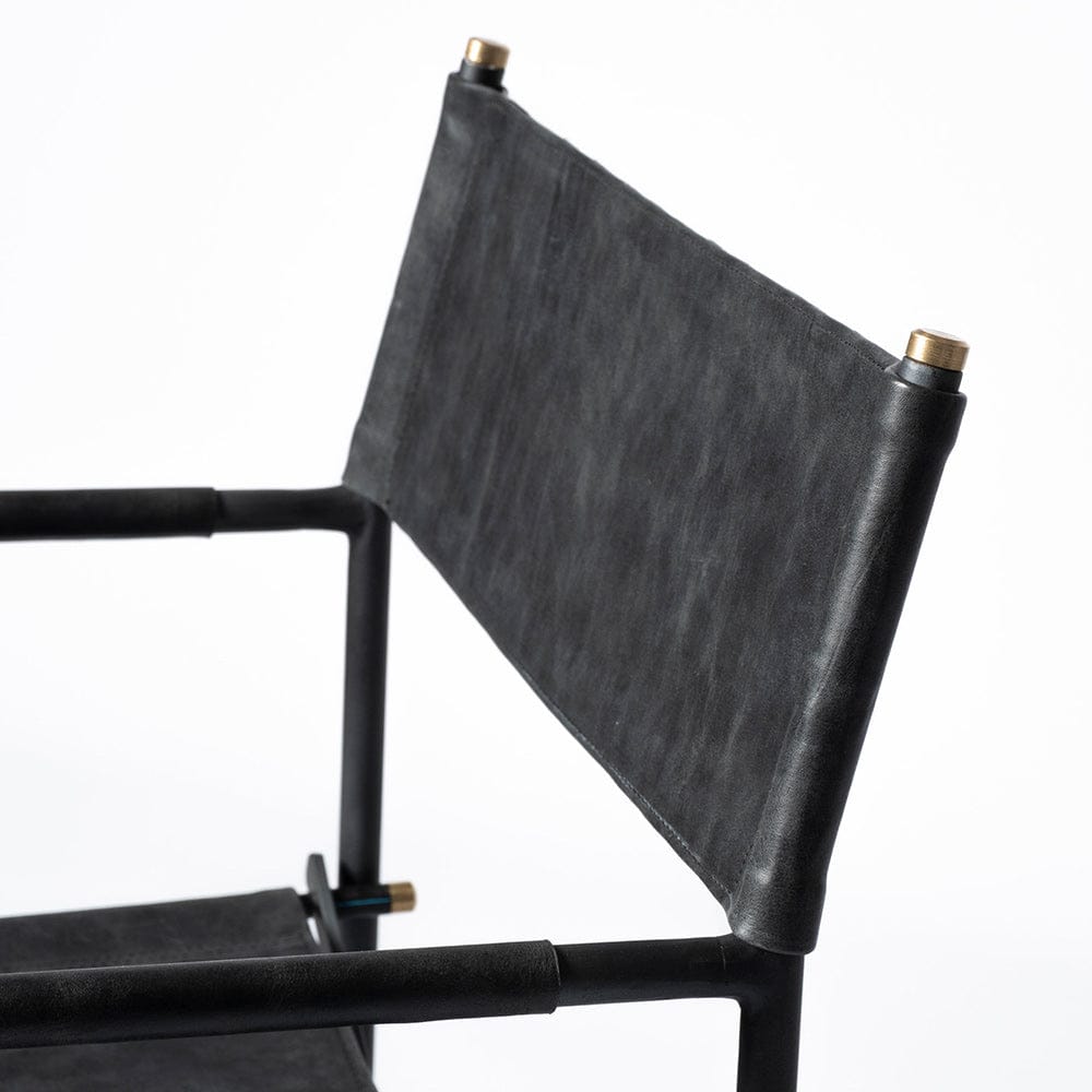 Mercana - Direttore Black Iron Frame Black Leather Dining Chair - 68797 view 10