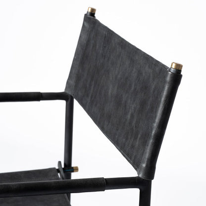 Mercana - Direttore Black Iron Frame Black Leather Dining Chair - 68797 view 10