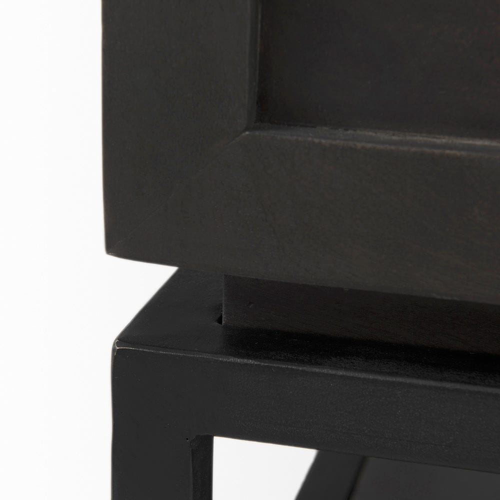 Mercana - Divina Black-Brown Wood w/ White Marble Top and Black Metal Base 1 Drawer Side Table - 69237 view 8