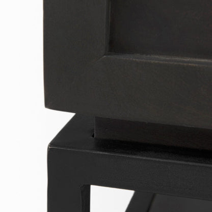 Mercana - Divina Black-Brown Wood w/ White Marble Top and Black Metal Base 1 Drawer Side Table - 69237 view 8