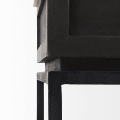 Mercana - Divina Black-Brown Wood w/ White Marble Top and Black Metal Base 1 Drawer Side Table - 69237 view 9