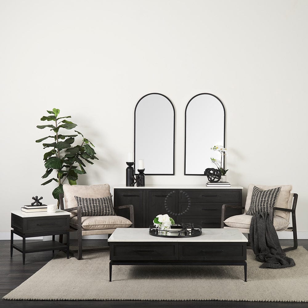 Mercana - Divina Black-Brown Wood w/ White Marble Top and Black Metal Base 1 Drawer Side Table - 69237 view 13