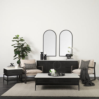 Mercana - Divina Black-Brown Wood w/ White Marble Top and Black Metal Base 1 Drawer Side Table - 69237 view 13