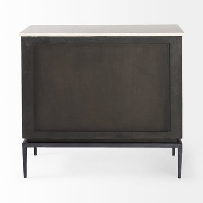 Mercana - Divina Black-Brown Wood w/ White Marble Top and Black Metal Base Accent Cabinet - 69201-AB view 4