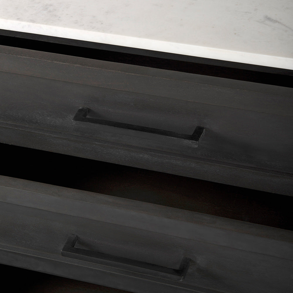 Mercana - Divina Black-Brown Wood w/ White Marble Top and Black Metal Base Accent Cabinet - 69201-AB view 7