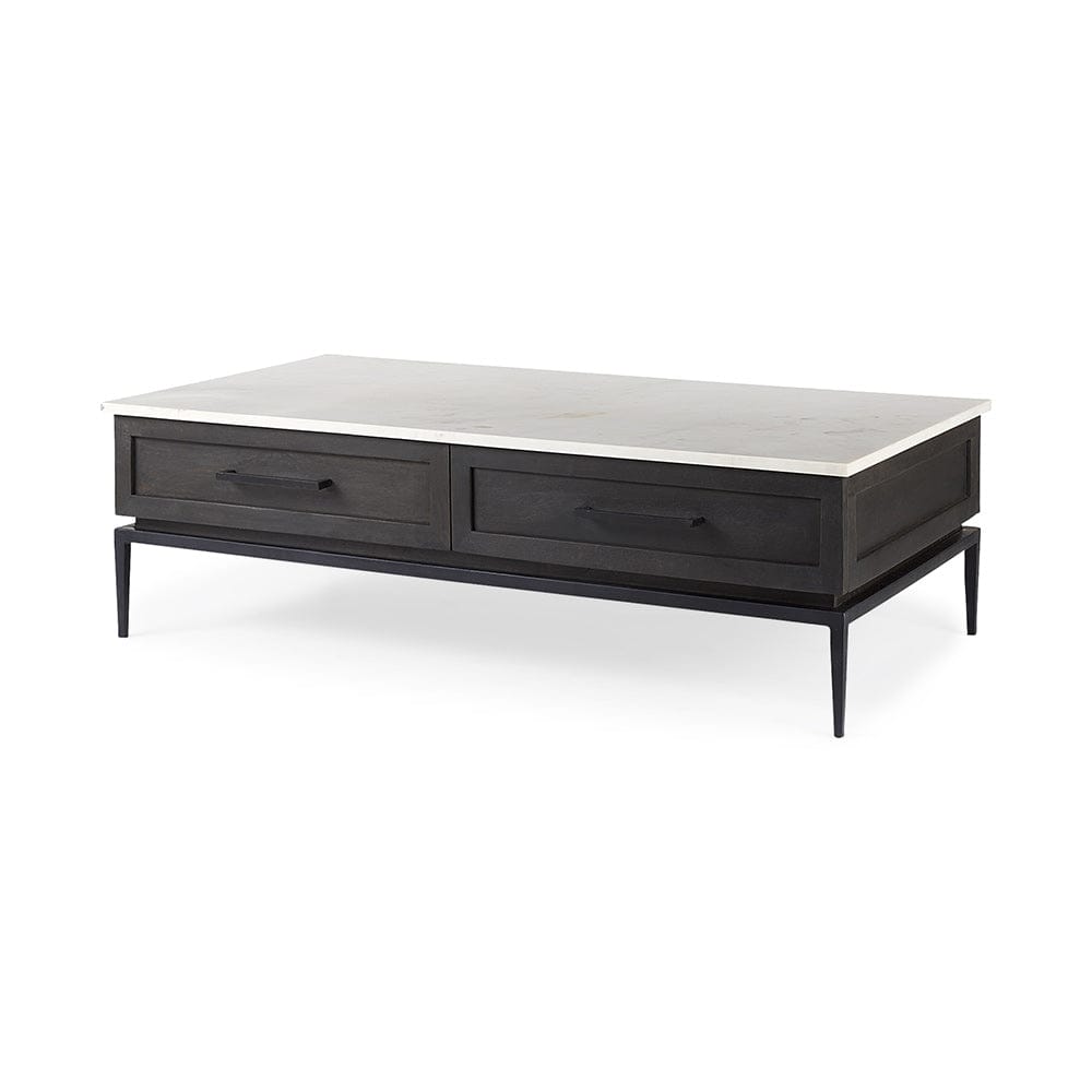 Mercana - Divina Black-Brown Wood w/ White Marble Top and Black Metal Base Coffee Table - 69238-AB view 1