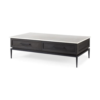 Mercana - Divina Black-Brown Wood w/ White Marble Top and Black Metal Base Coffee Table - 69238-AB view 1