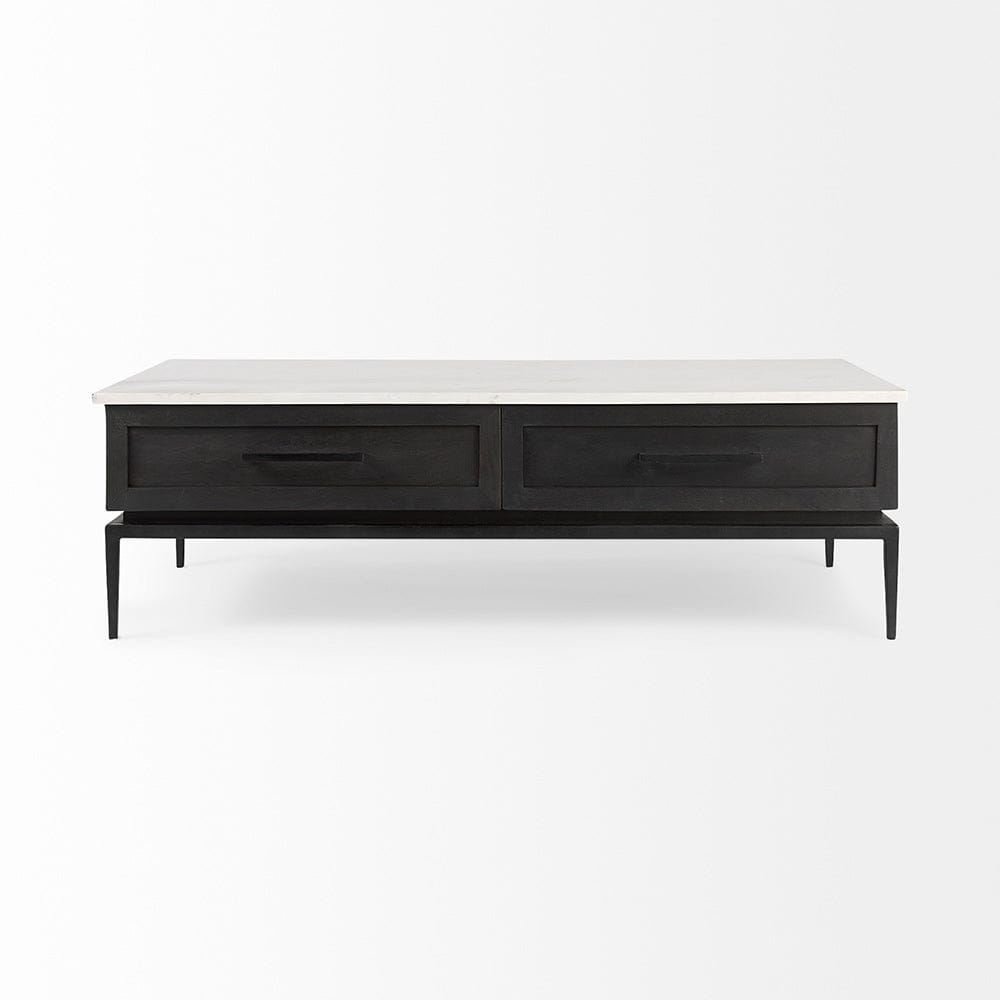 Mercana - Divina Black-Brown Wood w/ White Marble Top and Black Metal Base Coffee Table - 69238-AB view 2