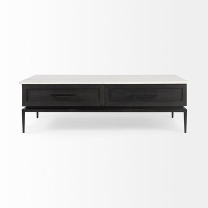 Mercana - Divina Black-Brown Wood w/ White Marble Top and Black Metal Base Coffee Table - 69238-AB view 2
