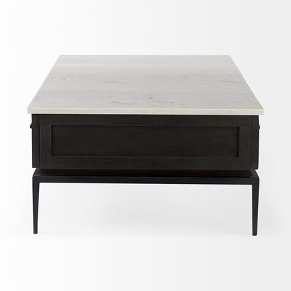 Mercana - Divina Black-Brown Wood w/ White Marble Top and Black Metal Base Coffee Table - 69238-AB view 3