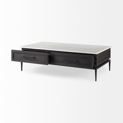 Mercana - Divina Black-Brown Wood w/ White Marble Top and Black Metal Base Coffee Table - 69238-AB view 5